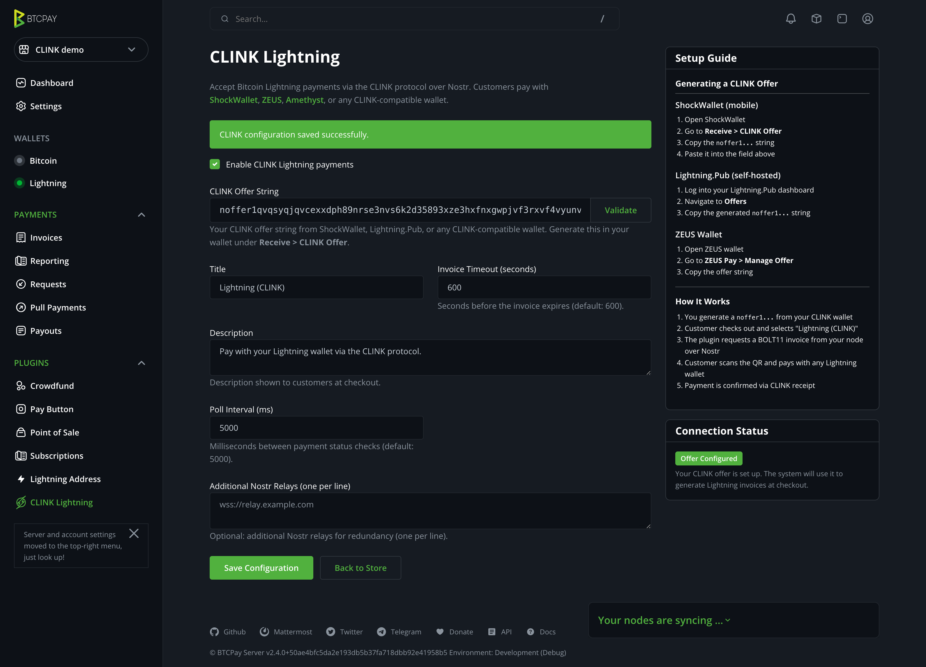 CLINK Lightning (Node, Gateway & Subscriptions Auto-Renew) screenshot 3